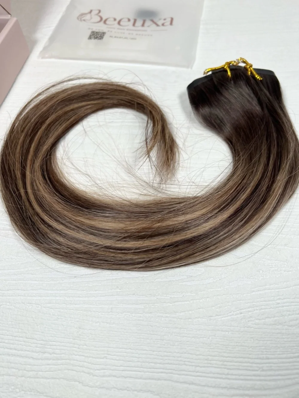 Ombre Brown Caramel Blonde Balayage Human Hair 20 Inch Clip In Hair Extensions
